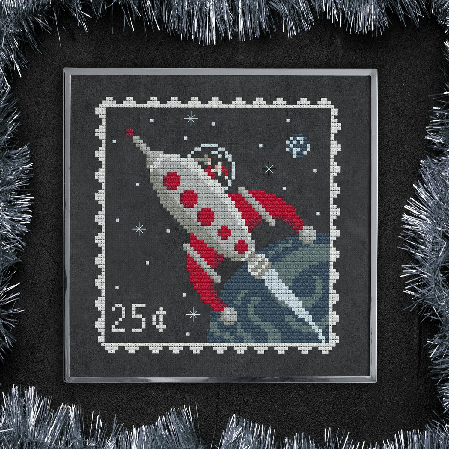 Rocket Santa Postage Stamp